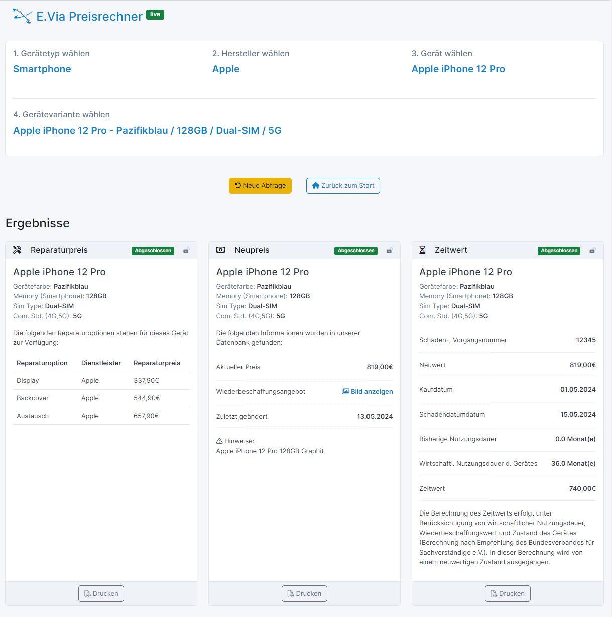 E.Via - Preisrechner